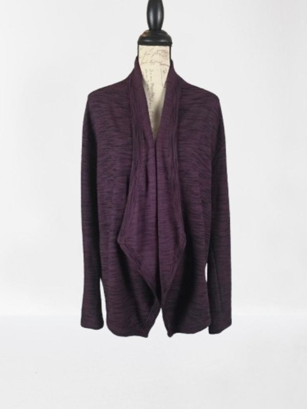 Caslon Draped Open-Front Sweater Cardigan Deep Plum Wmn's XL
